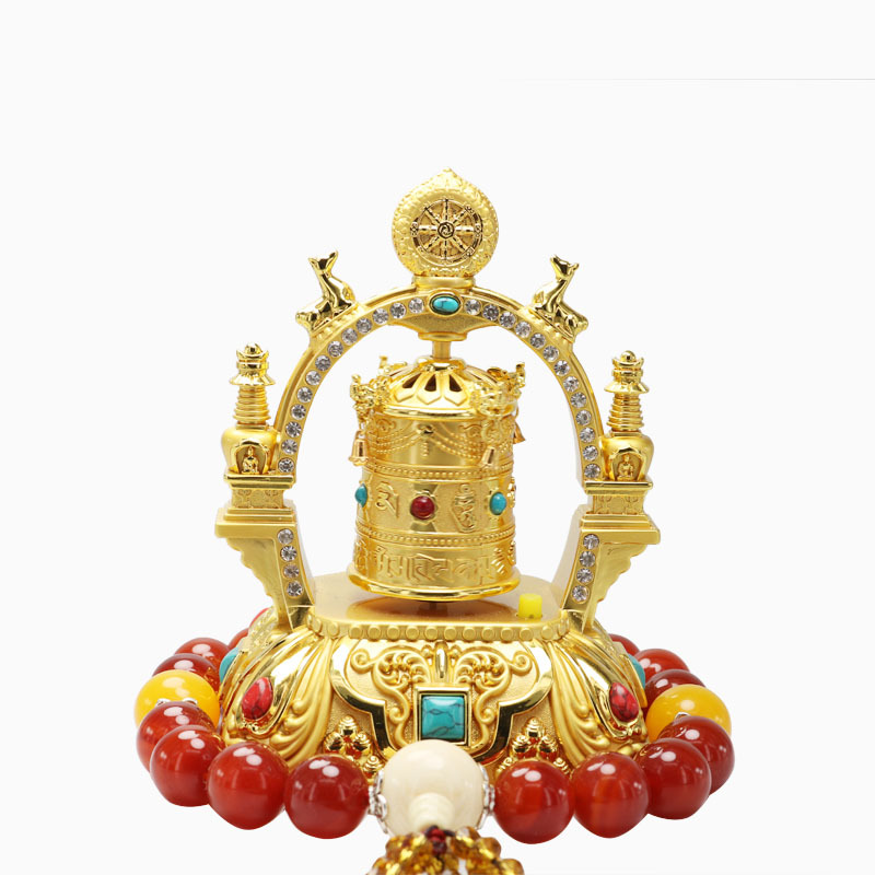 转经轮汽车摆件太阳能高档大气创意转运开光西藏转经筒保平安车载