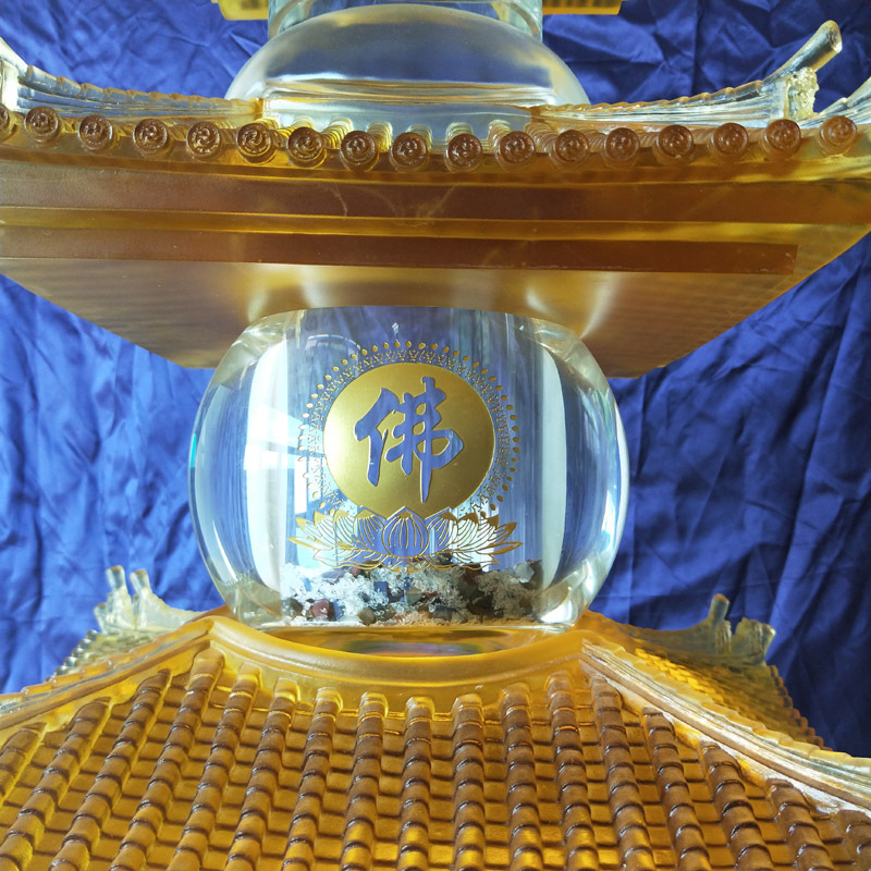 现货供应豪华160厘米高三层式水晶琉璃宝塔 寺庙供奉水晶舍利塔