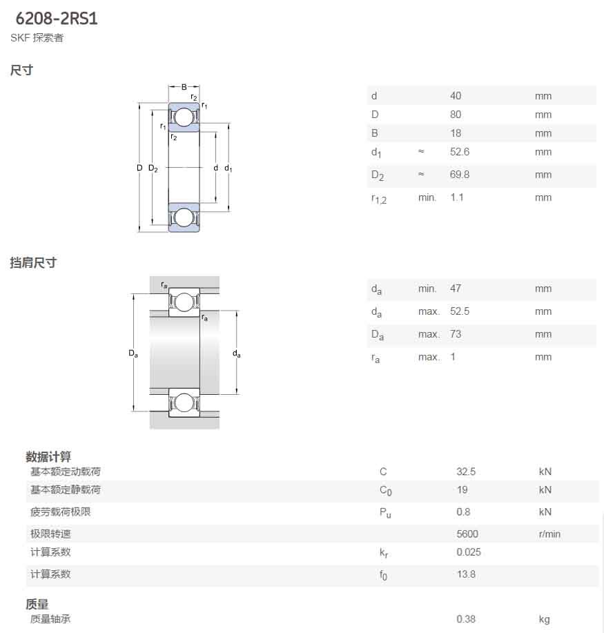 供应skf原装6208-2rs1进口深沟球轴承