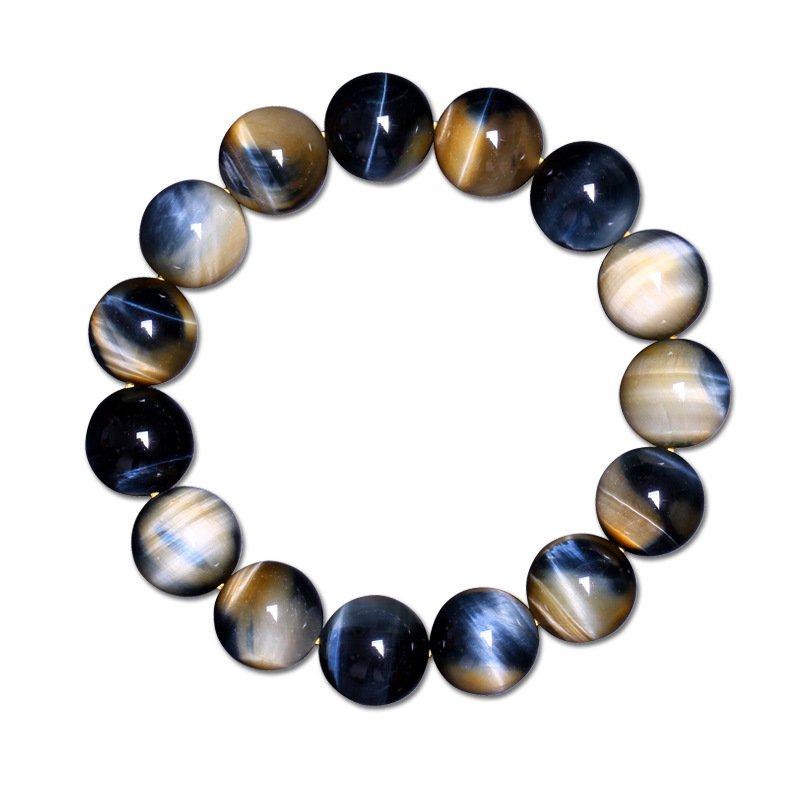 天然梦幻虎眼石手链女 男款黄虎眼石蓝虎睛石 黄蓝双色虎眼石手串