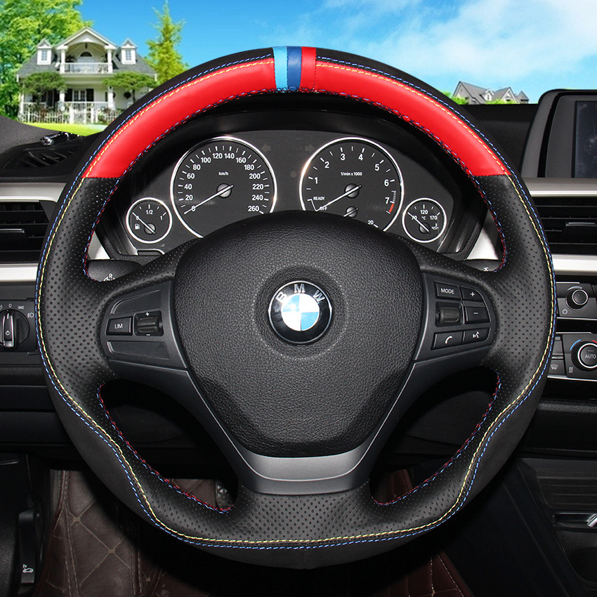 适用于a6a1a47系5系3系 昂科威手缝把套改装个性定制手缝方向盘套