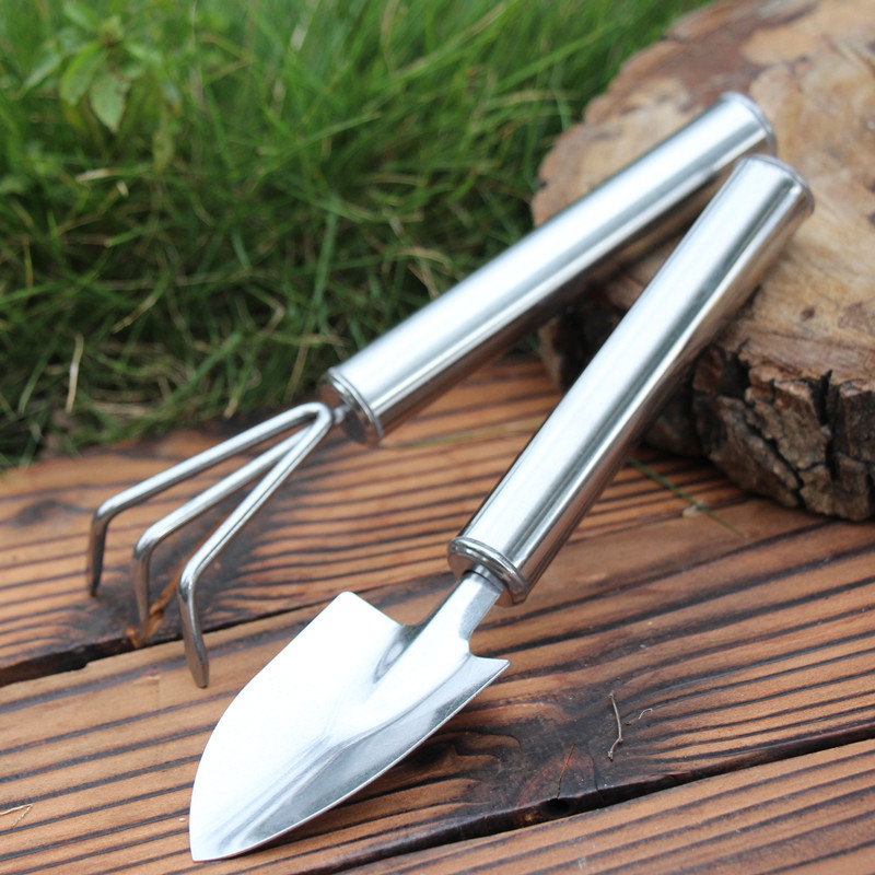 多肉园艺工具 不锈钢小铲子花铲 小铁锹铁铲盆栽迷你二件套套装