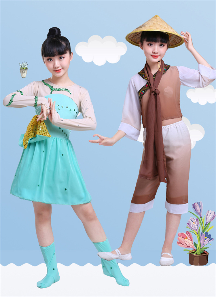 新款第八届小荷风采锄禾儿童舞蹈演出服女童悯农表演服装舞台服装