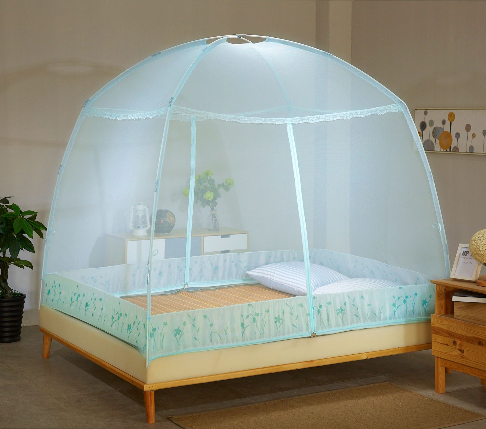 7米有底两开门拉链蚊帐规宫廷方帐蒙古包蚊帐