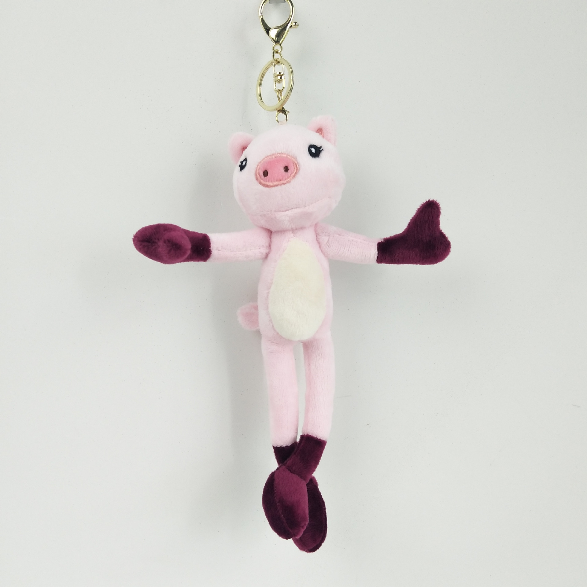 香味毛绒长腿猪钥匙扣挂件婚礼赠品小抓机娃娃活动礼品厂家直销