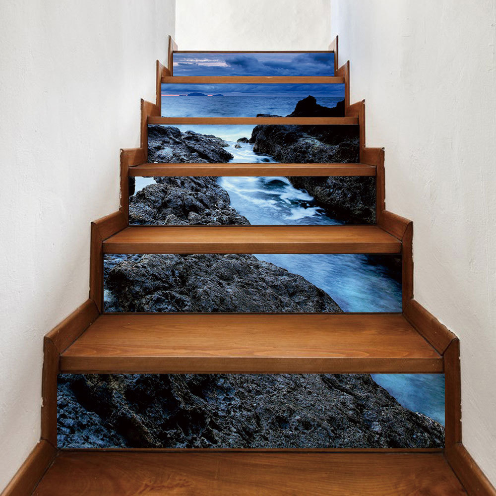 lt029 海纳百川 3d仿真楼梯贴可移防水时尚创意台阶装饰墙贴家居