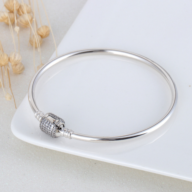 欧美潘家s925纯银经典手环扣头镶嵌满钻diy饰品配件精工百搭手饰