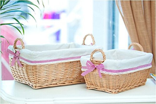 Linyi Factory Direct Supply Supply with Lining Willow Weaving Storage Basket Supermarket Fruit Display Basket Desktop Storage Basket