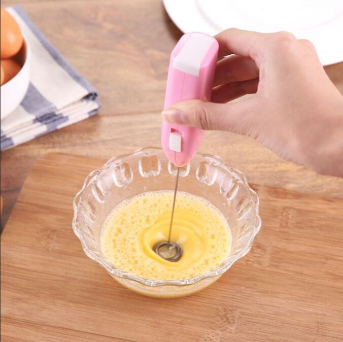 Electric Household Egg Beater Creative Mini Handheld Kitchen Egg Coffee Milk Tea Mini Stainless Steel Blender