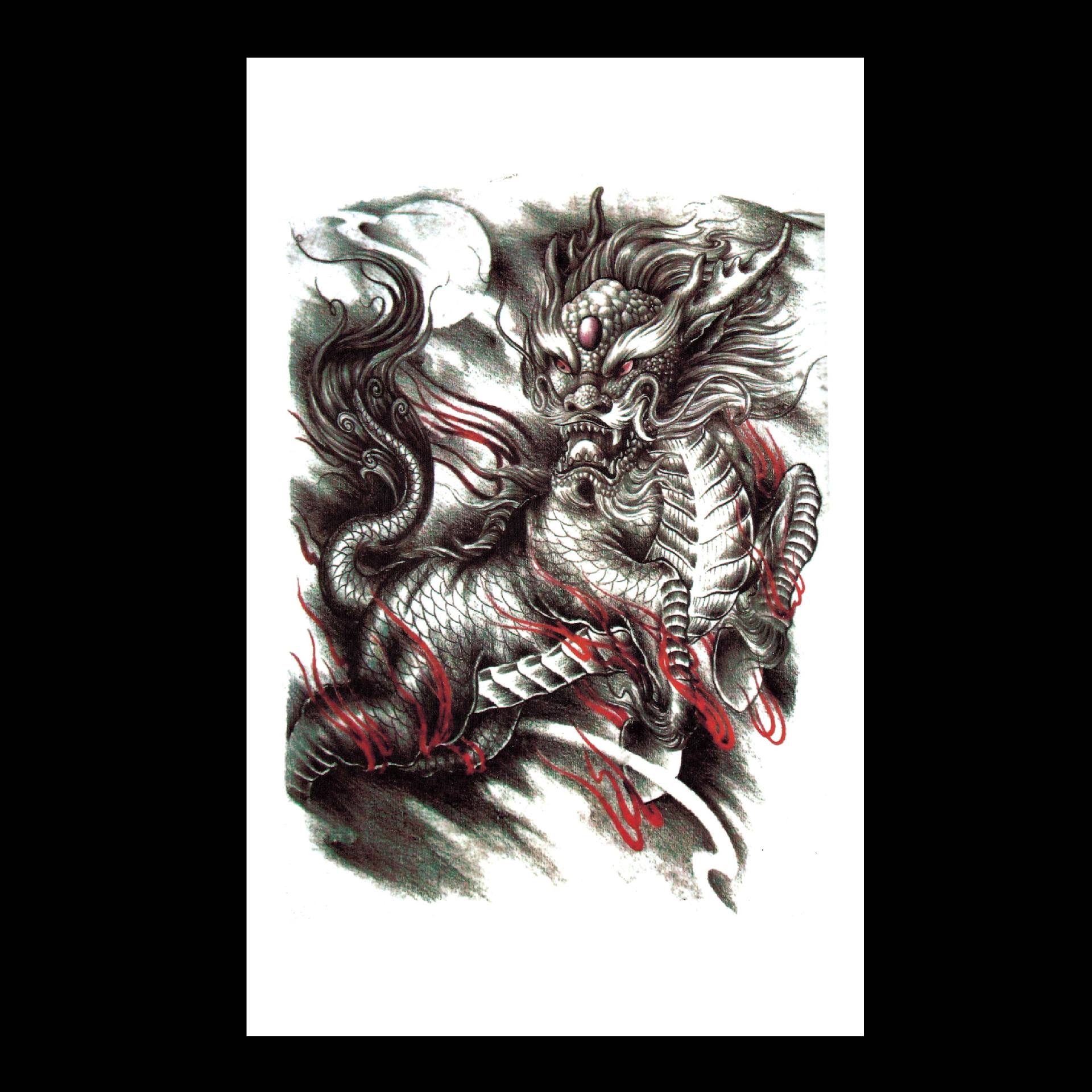 花臂纹身贴防水狼头鲤鱼大圣鲜花美女艺妓龙火焰人鱼天使羽毛蝴蝶