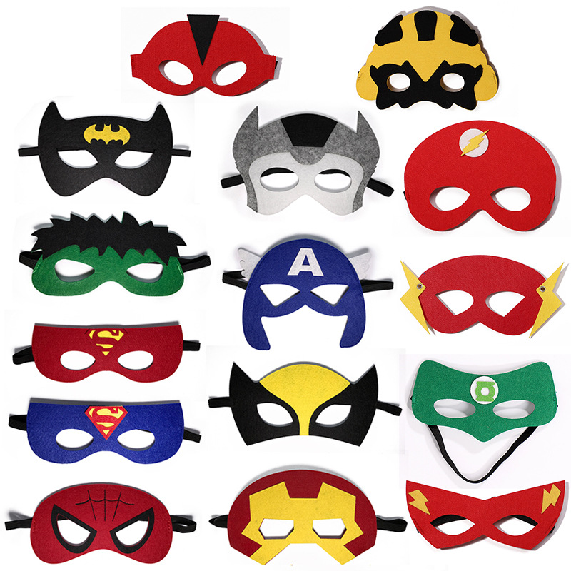超级英雄面具儿童毛毡面罩 超人联盟表演道具