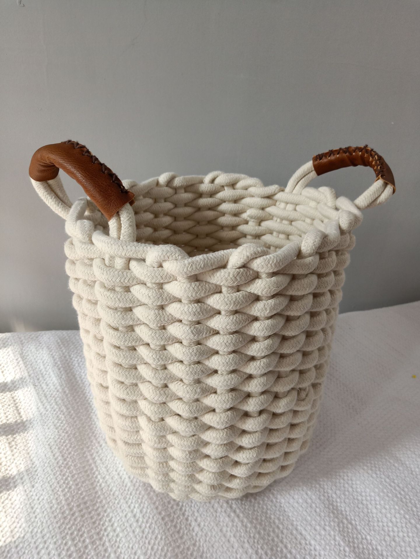 ins风纯手工编织粗绳收纳篮收纳筐脏衣收纳小件物品收纳玩具收纳