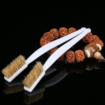 3排纯猪鬃黄毛刷 软毛 文玩刷 核桃金刚菩提子清理包浆牙刷 包邮