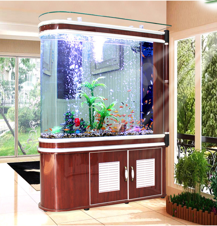 子弹头鱼缸水族箱客厅家用玻璃落地中型大型创意屏风底滤免换水鱼