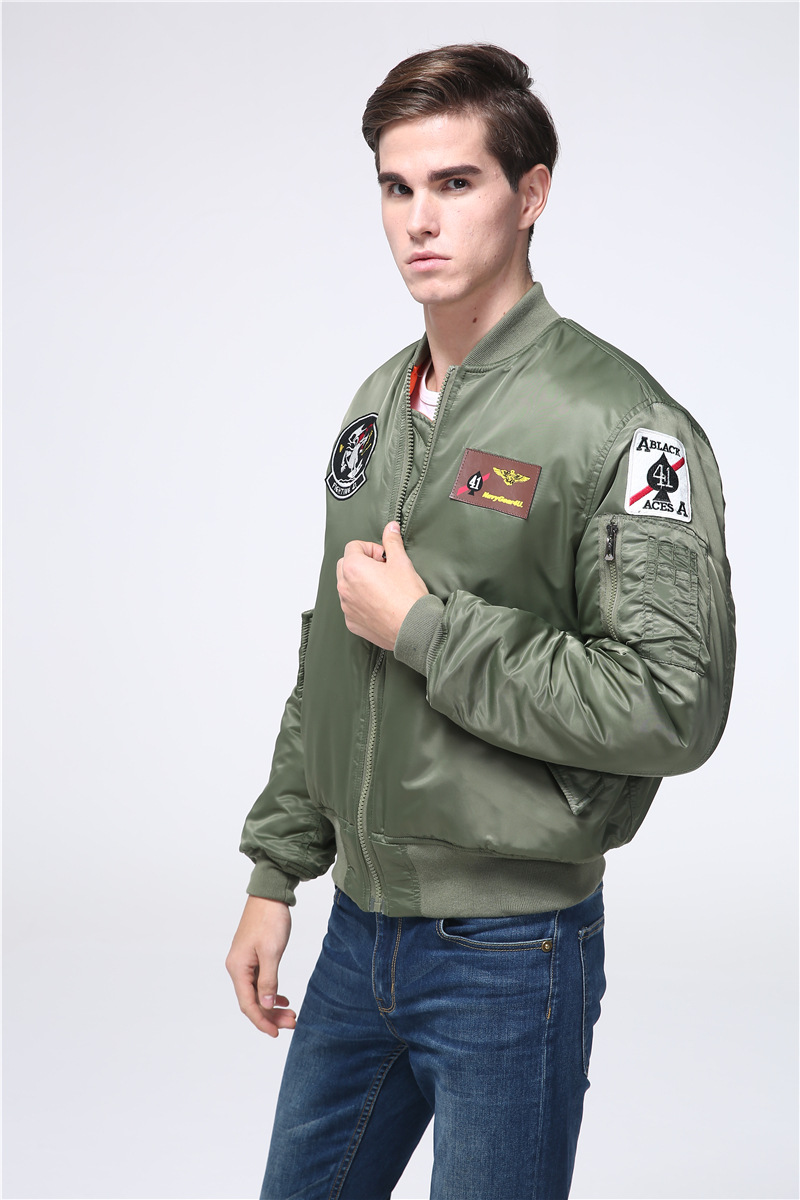 大菲利hiphop空军2018飞行员夹克冬天街拍涂鸦厚拼接绣花外套男女