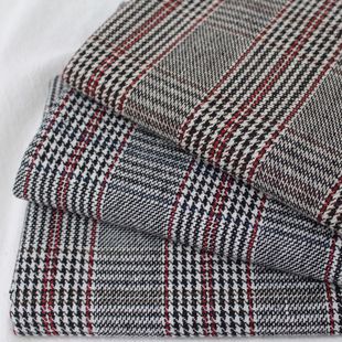 秋冬千鸟格毛呢 粗纺格子毛呢 亲王格西装呢料 西装套装格纹