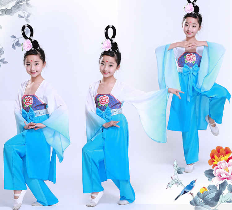 儿童桃夭妖演出服七仙女古装贵妃醉酒秧歌舞服装红豆古典舞蹈促销