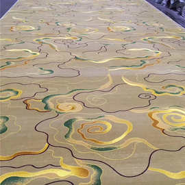 黄色丝绸祥云款大面积铺装地毯宽四米家用商用工程地毯江浙沪安装