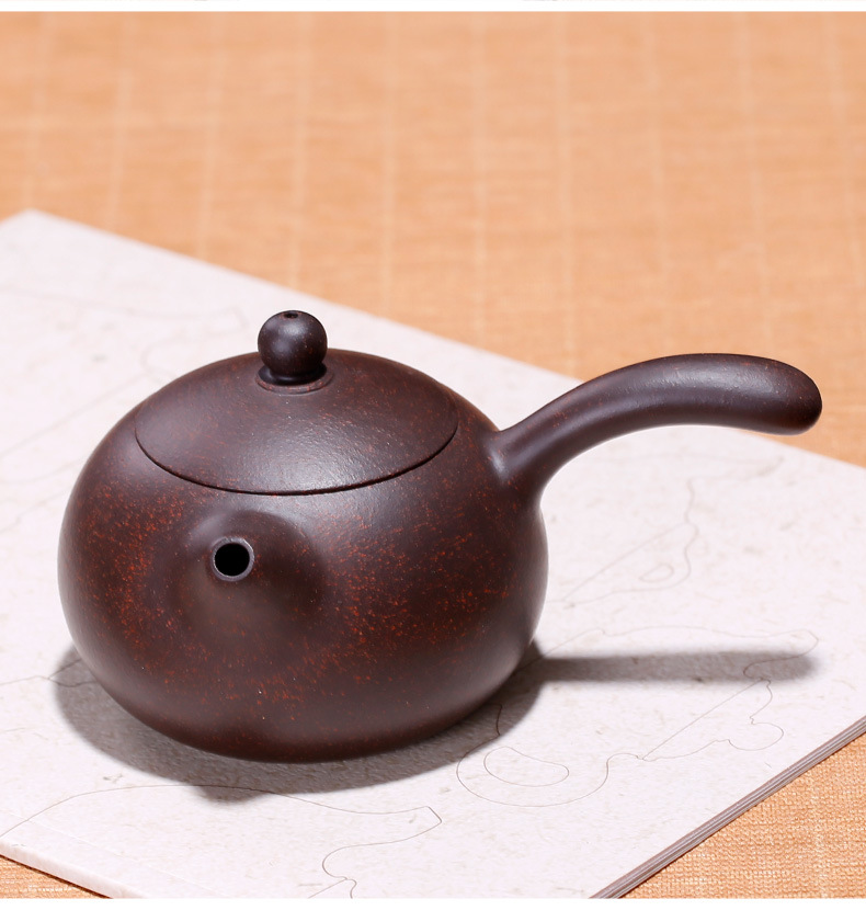 宜兴紫砂壶原矿黑朱泥唐羽壶中品定制一件代发