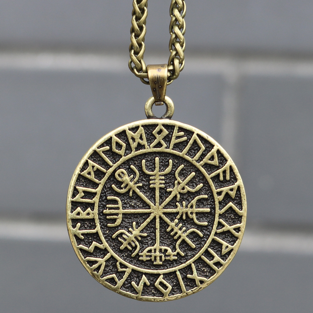 热卖北欧维京守护图腾吊坠复古个性男孩项链霸气男士金属吊坠批发
