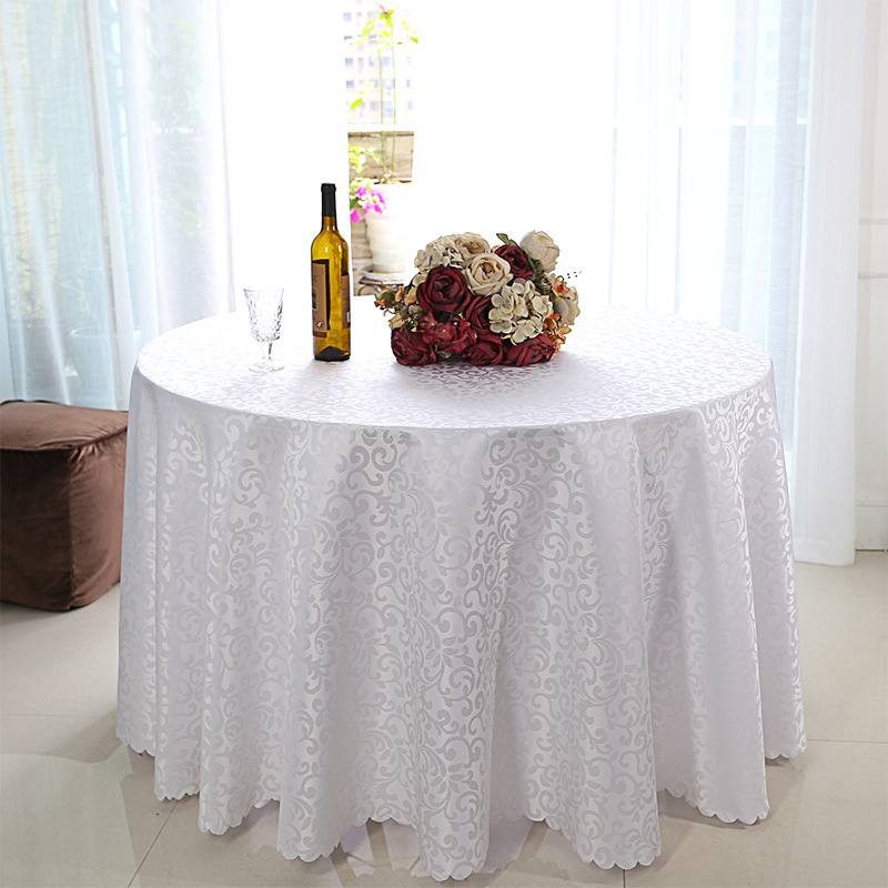 Cross-Border Factory Hotel Restaurant Polyester Tablecloth Plain Crochet Conference Tablecloth Wedding Jacquard round Tablecloth