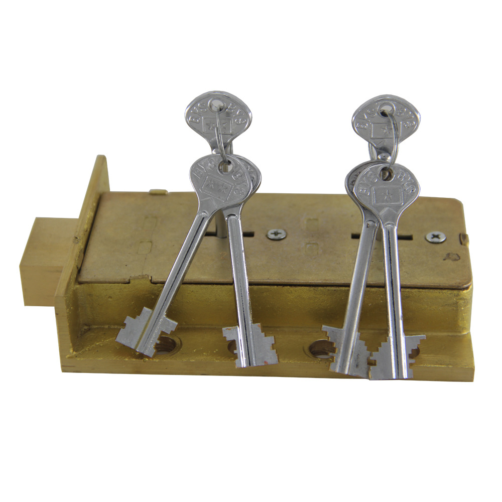 现货铜制双人开启金库门双钥匙锁银行保管箱双头锁jn938g