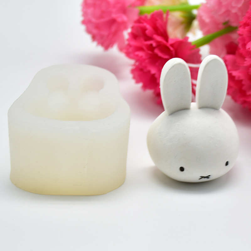 diy烘焙工具 米菲兔兔子头 蛋糕装饰粘土翻糖巧克力滴胶硅胶模具