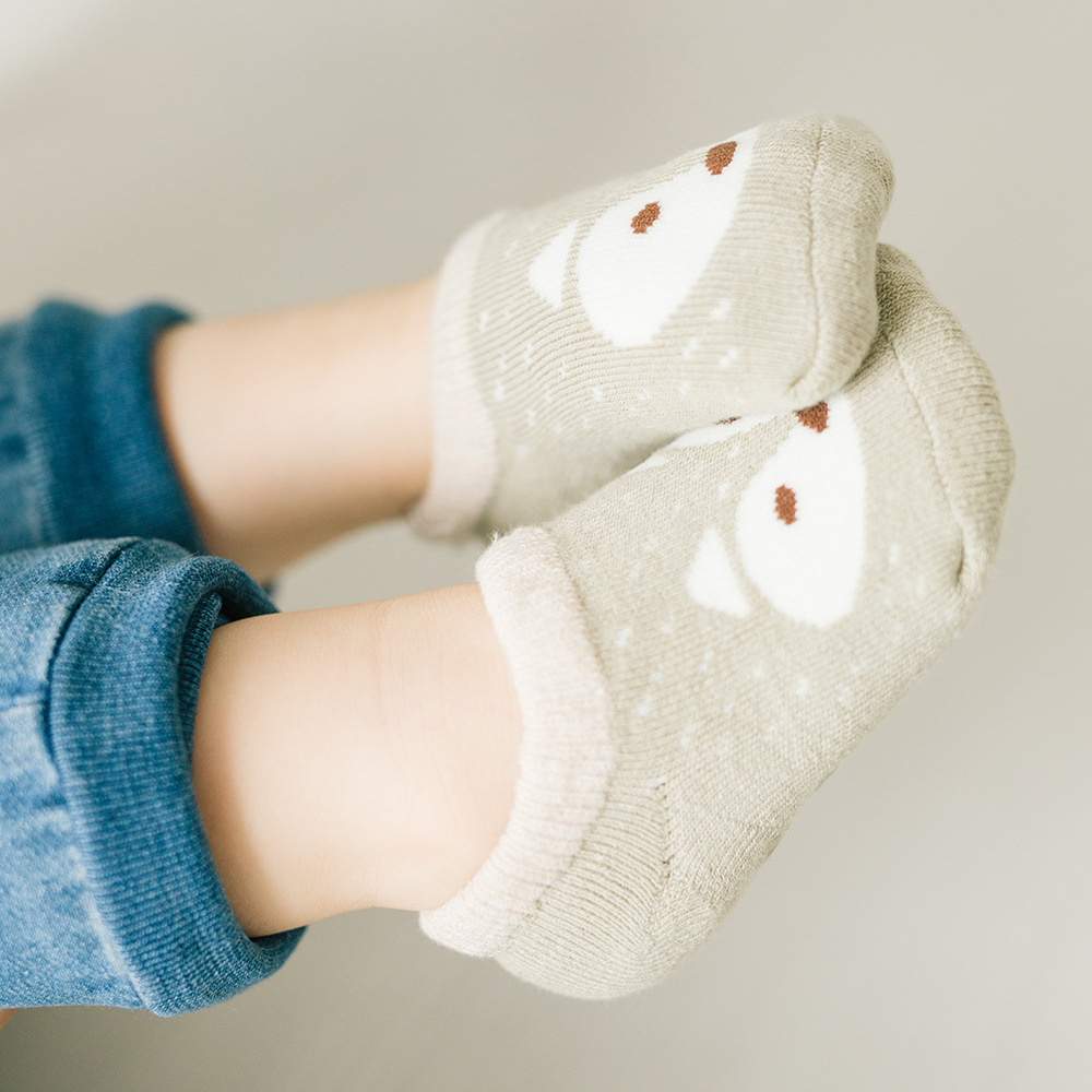 儿童地板袜宝宝袜套棉袜毛圈加厚卡通狐狸袜子秋冬防滑点胶