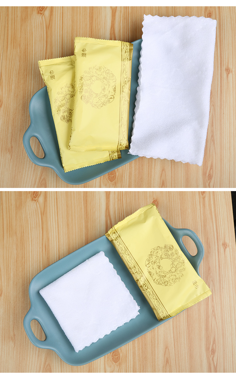 湿纸巾-厂家直销酒店餐厅餐饮湿巾一次性纤维压花清洁湿毛巾定制-湿