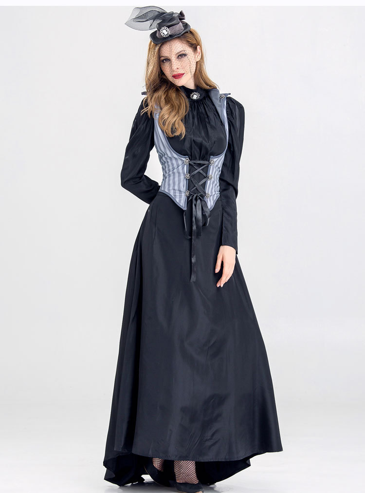 女杀手服装贵族公主裙黑色长裙套装化妆舞会主题派对舞台ds演出服