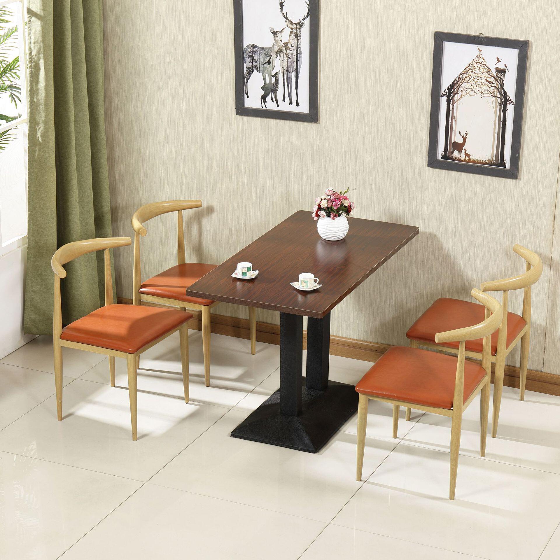 快餐桌椅组合简约经济型4人奶茶汉堡面馆肯德基西餐厅小饭店桌椅