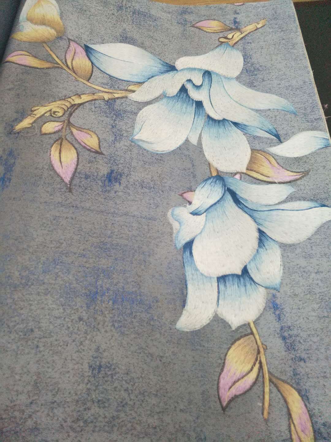 《语墨》 欧式典雅刺绣墙布 高品质清新无纺背景壁布 诚招代理