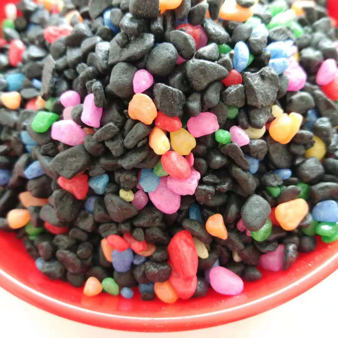 供应五彩石子 彩虹石 鱼缸底砂造景 盆栽铺面 儿童娱乐用七彩石子
