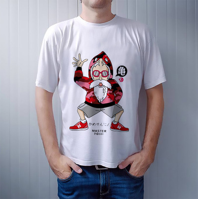 跨境特供 2018夏季新款直喷印花 龟仙人 男士棉质休闲短袖t恤