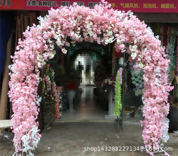 仿真樱花枝梨花桃花仿真迷雾凤尾婚庆假花路引拱门管道樱花树装饰