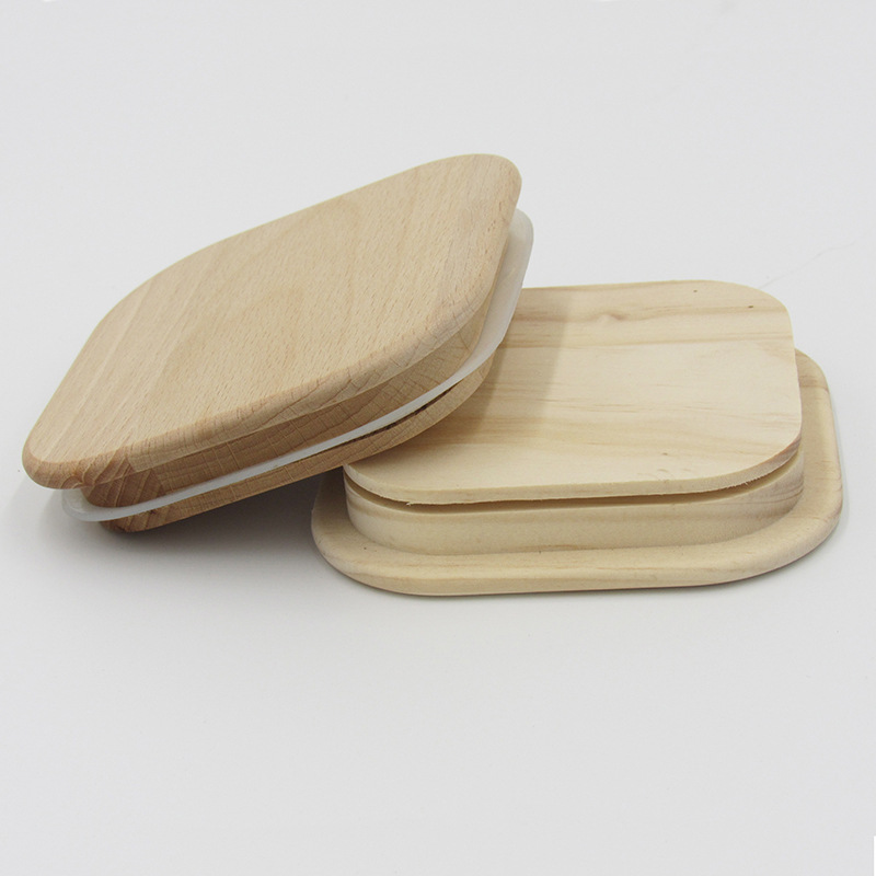 创意木质方形硅胶圈木盖 松木方形木质盖子橡胶木盖 方形盖子订做