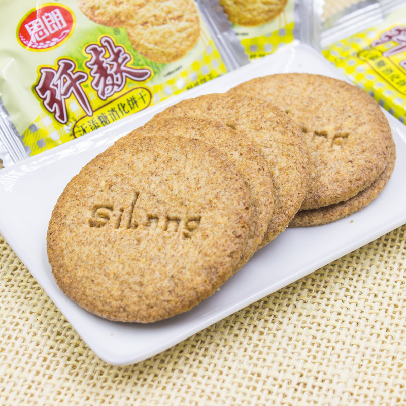 思朗纤麸无添蔗糖饼干消化饼干168g克饱腹粗粮休闲零食品批发
