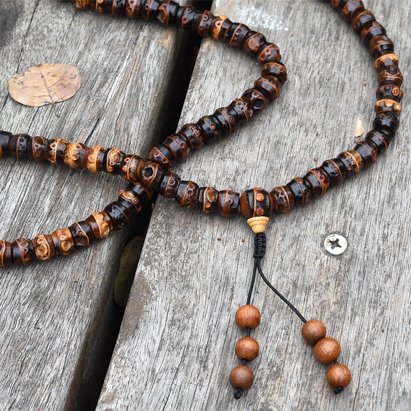 弄竹堂新品正宗老紫竹根108颗手串手链男士佛珠手串女文玩手饰品