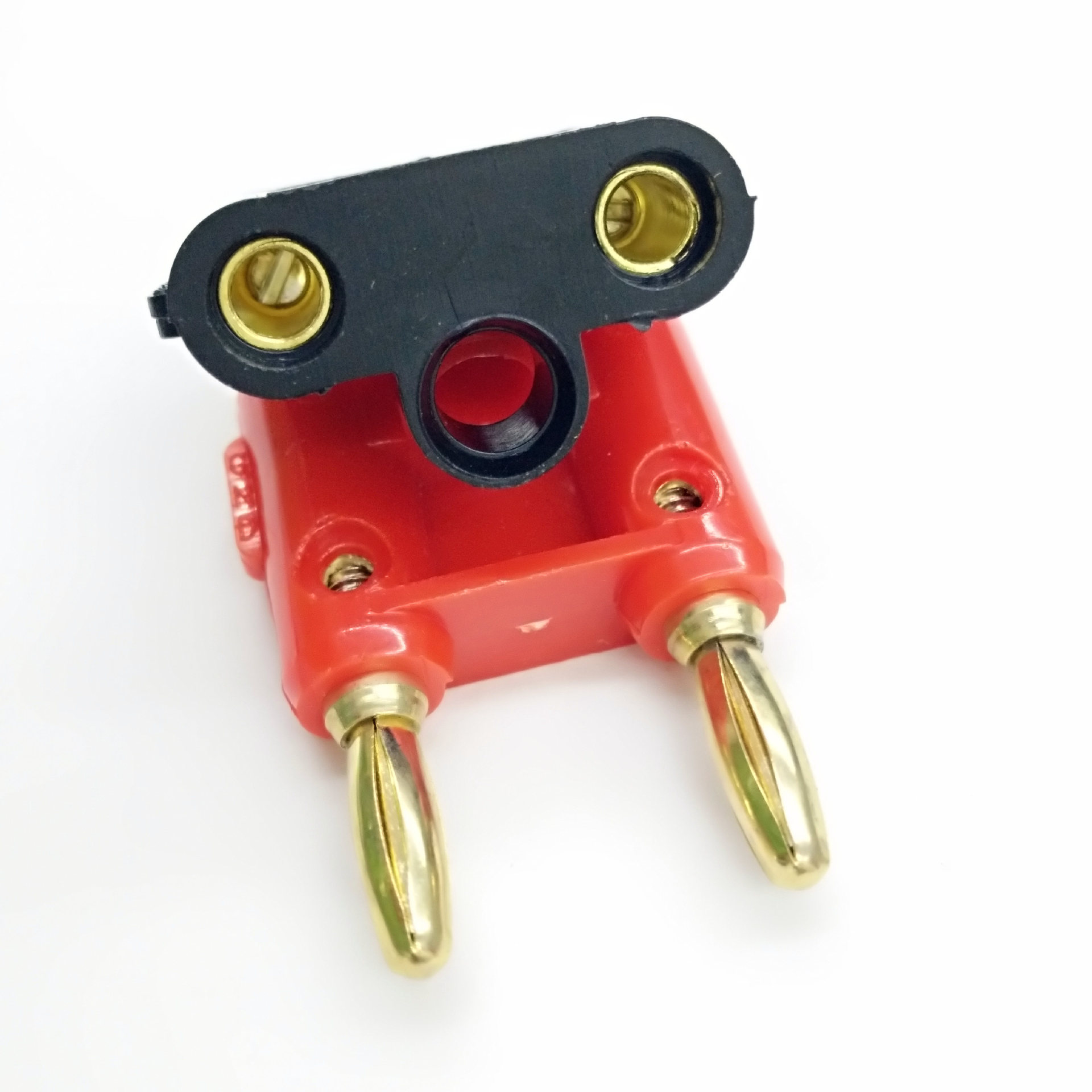 镀金双排香蕉插头4mm 双排/双位香蕉头 连体测试线香蕉接头接线