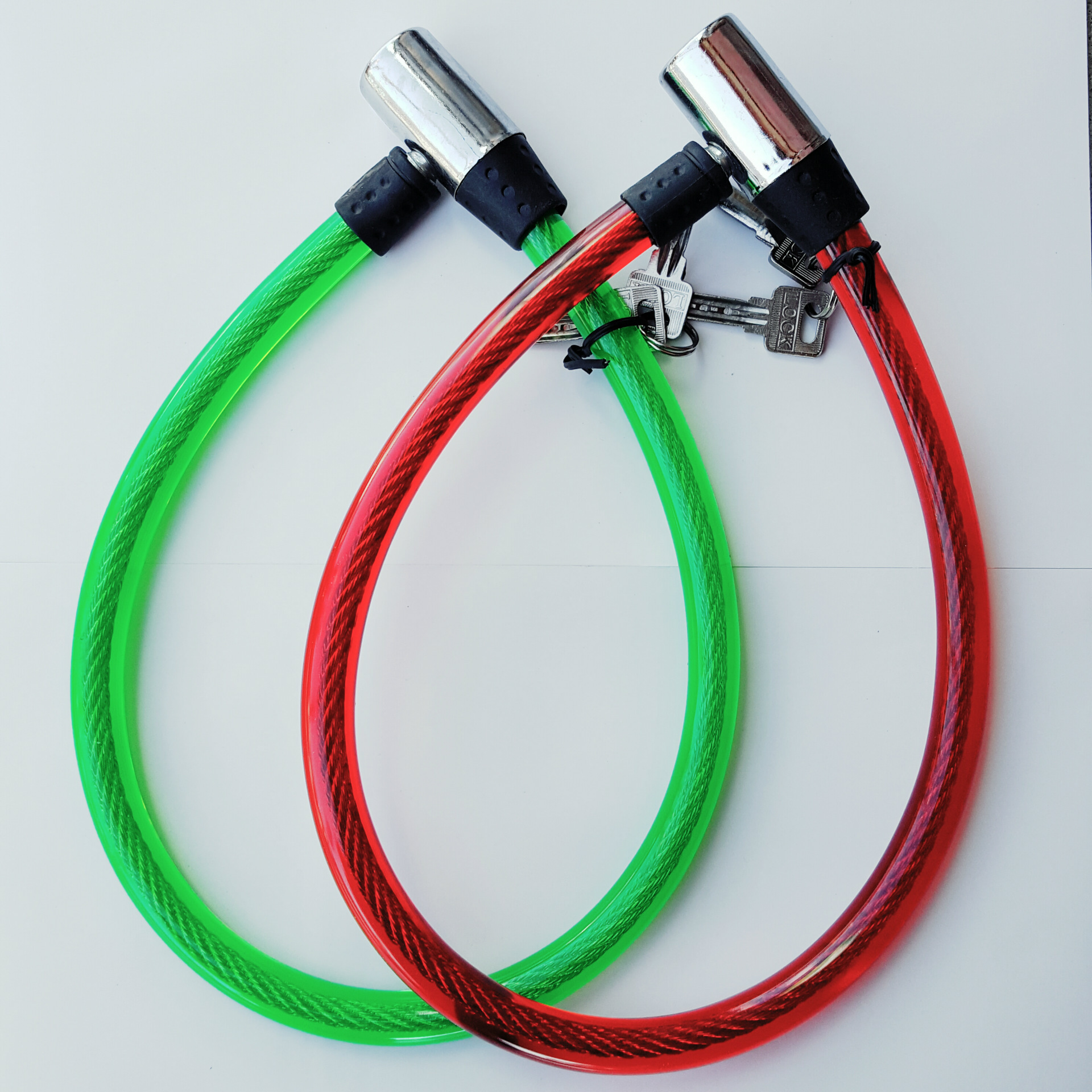 环形锁具 自行车锁 钢丝锁电动车 防盗 骑行装备圈形钥匙锁