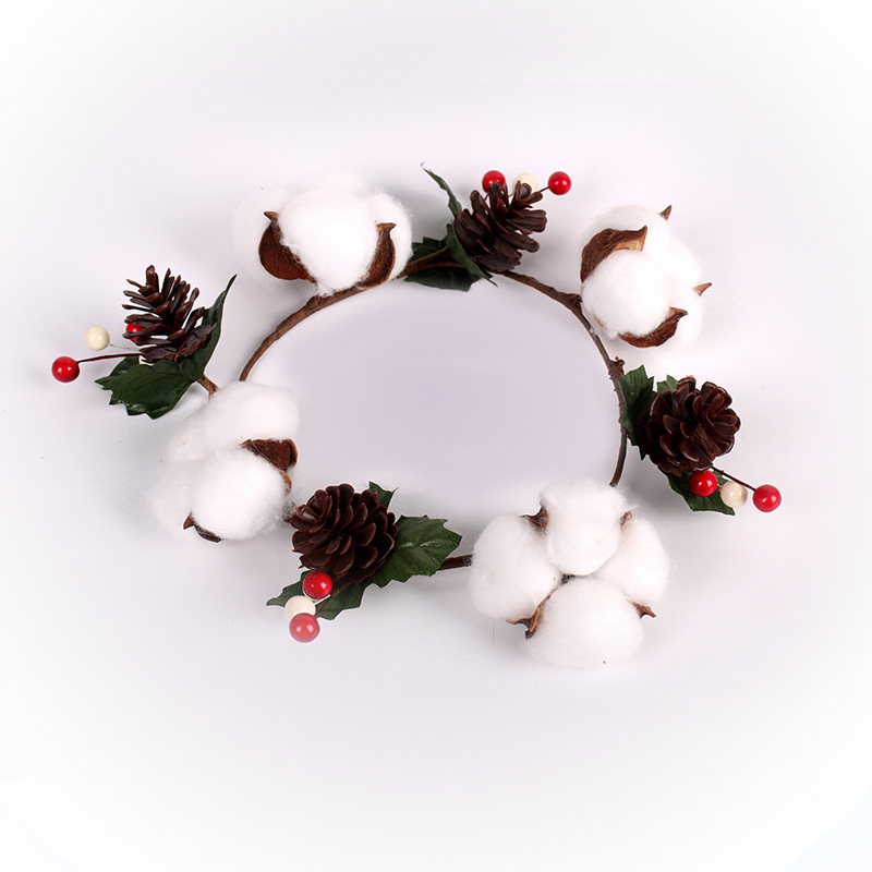 厂家直销仿真棉花枝花圈 装饰花环 圣诞婚礼道具