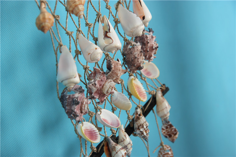 家居装饰海洋天然贝壳扇贝海螺麻绳网挂饰壁画壁挂工艺品风铃