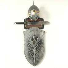 酒吧会所墙面装饰工艺品哥特盔甲手套中世纪仿古金属短剑盾牌摆件