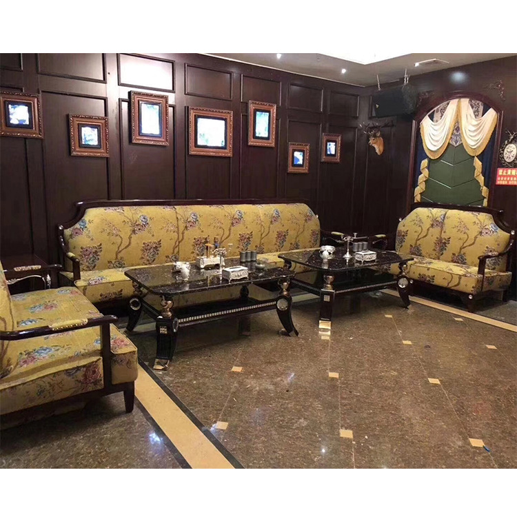 新款美式风格酒店沙发卡座 包厢ktv沙发 布艺组合会所沙发定制