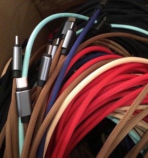 2米牛仔适用苹果数据线加长安卓type-c充电铝合金一拖三合一3礼品