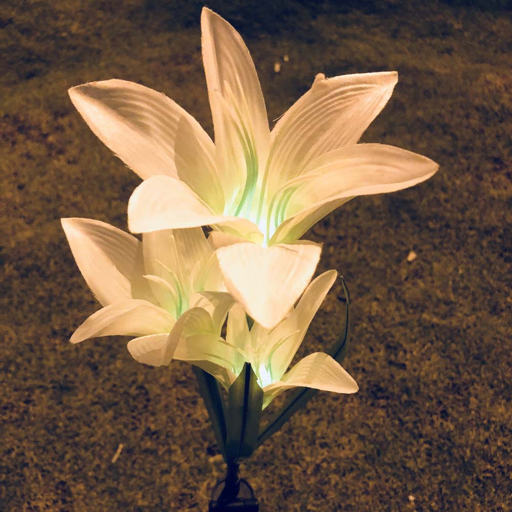 bz1053百合花朵发光地插花 太阳能仿真花地插灯led庭院装饰花灯
