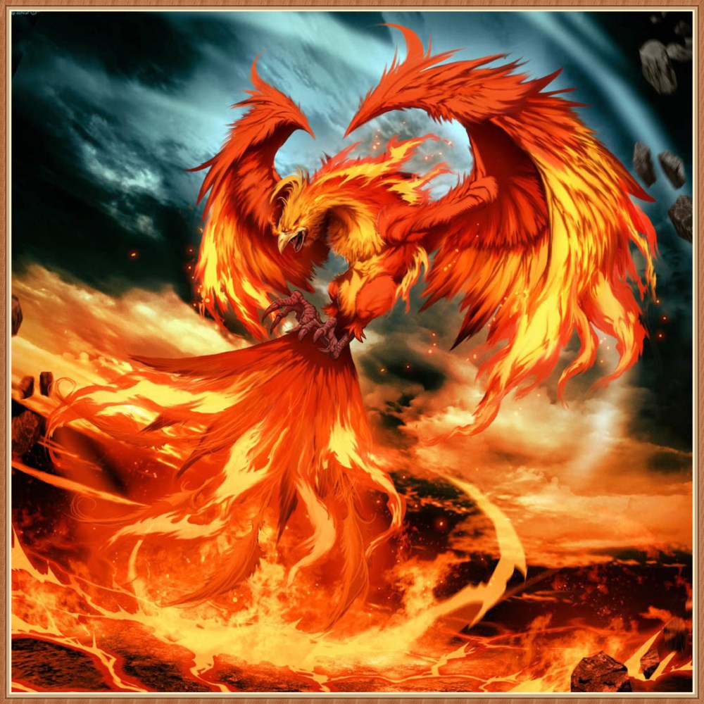 【厂家直销】5d魔方圆钻外贸款 客厅火凤凰diy十字绣钻石画装饰绣