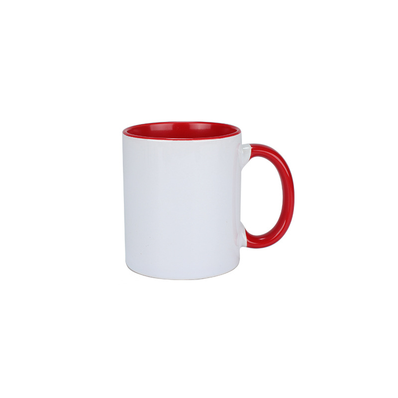 Thermal Transfer Printing round Handle Inner Color Handle White Cup Blank Ceramic Cup Personalized Printing Creative Gift Advertising Coating Water Cup