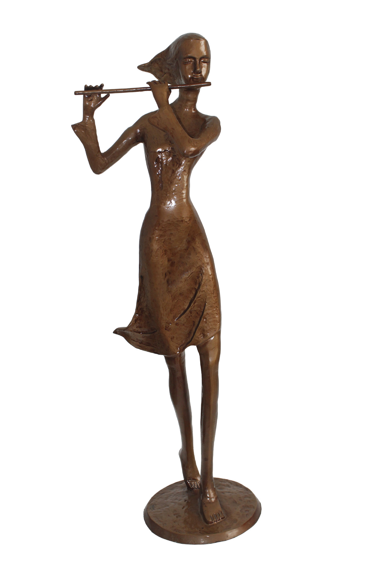 欧式创意摆件 金属铝件工艺品 吹笛少女 简约现代 客厅装饰礼品