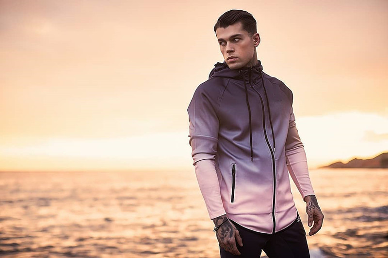 肌肉男健身狗兄弟训练外套男修身弹力开衫上衣跑步运动连帽卫衣男